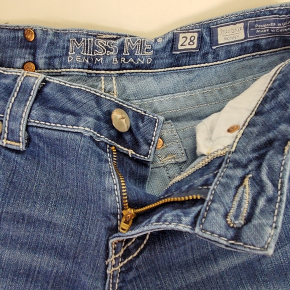 Miss Me JE107252R rhinestone embroidered skinny jeans size 28 - Picture 12 of 14